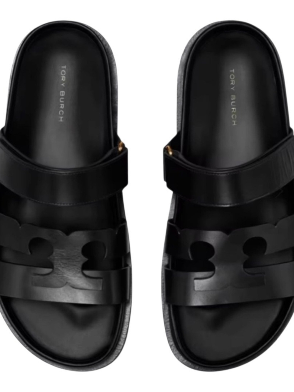Premium Fashion Slides Black Leather Cutout Slide Sandals